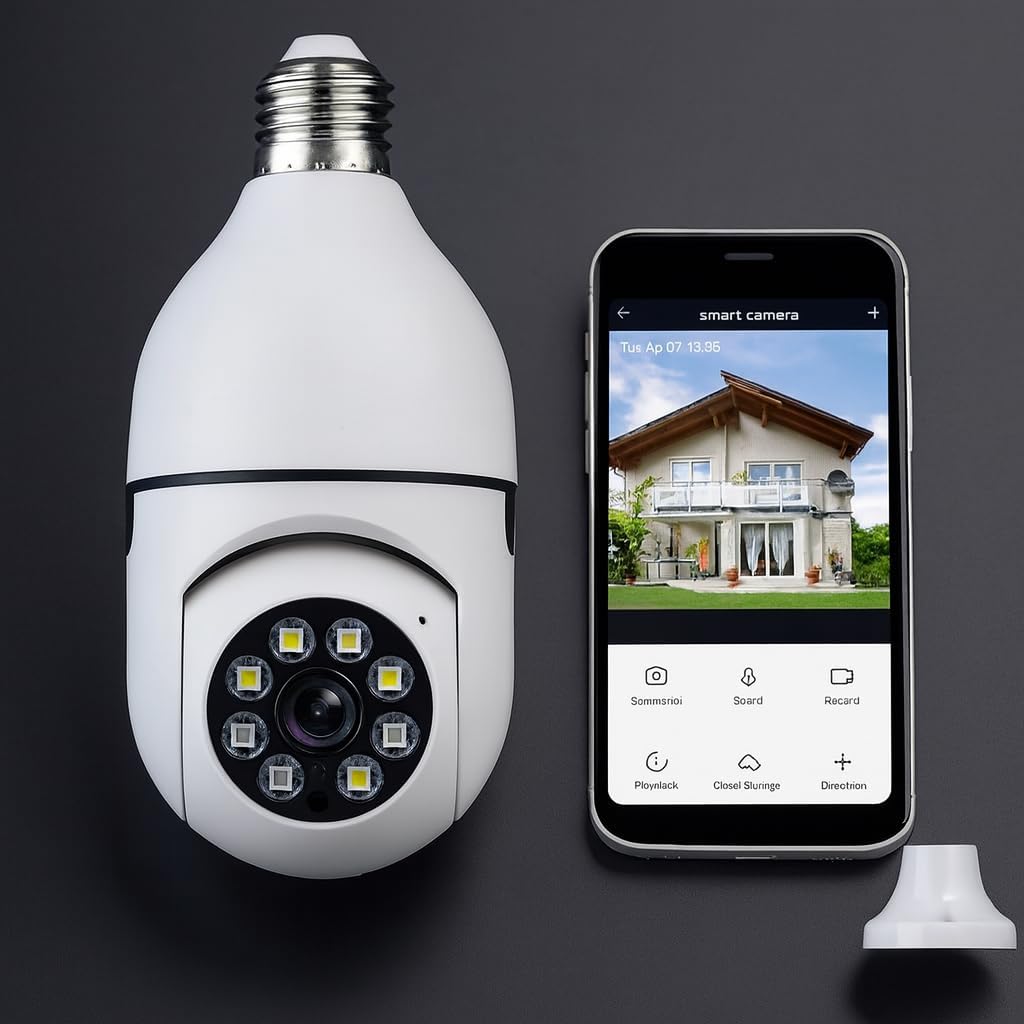 Câmera Segurança Ip Lâmpada Wi-Fi Full Hd 1080P com Visão Noturna Infravermelho 1080P, Yoosee, Bivolt, Detecção de Movimento, Áudio Bidirecional, Prova D'água Giratória