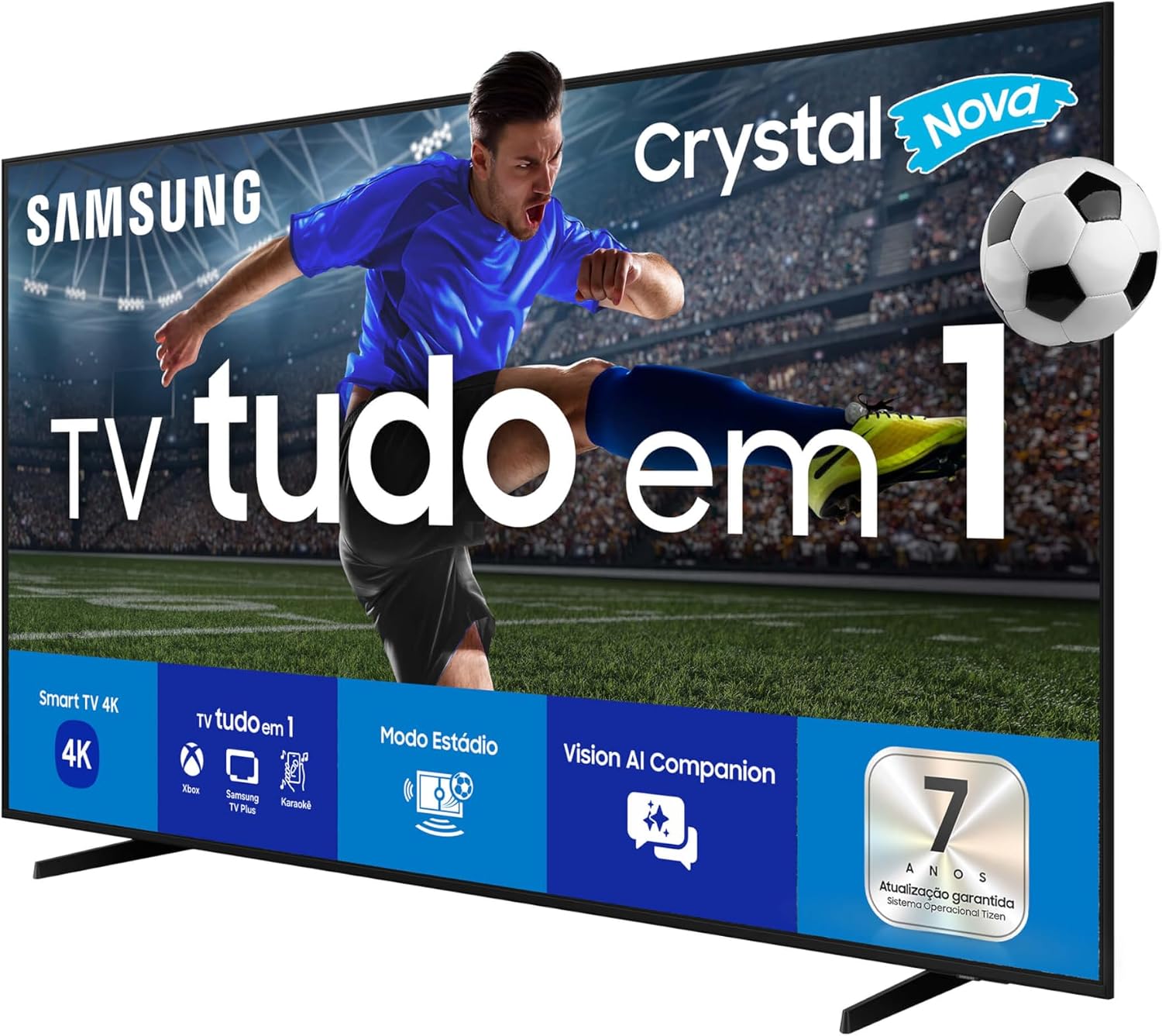 Ajuda a contextualizar o porte de 75" e como a TV se encaixa em ambientes maiores.