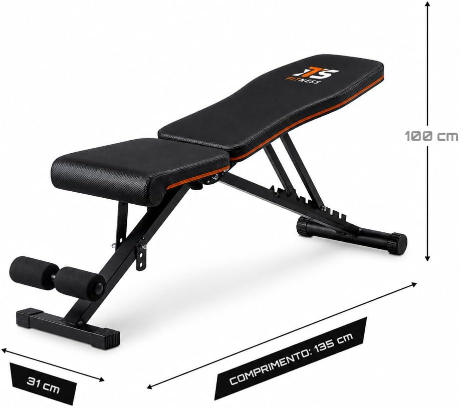 Ajuda a destacar a ergonomia, o sistema de ajuste e a relação entre banco, encosto e apoio para exercícios de supino.