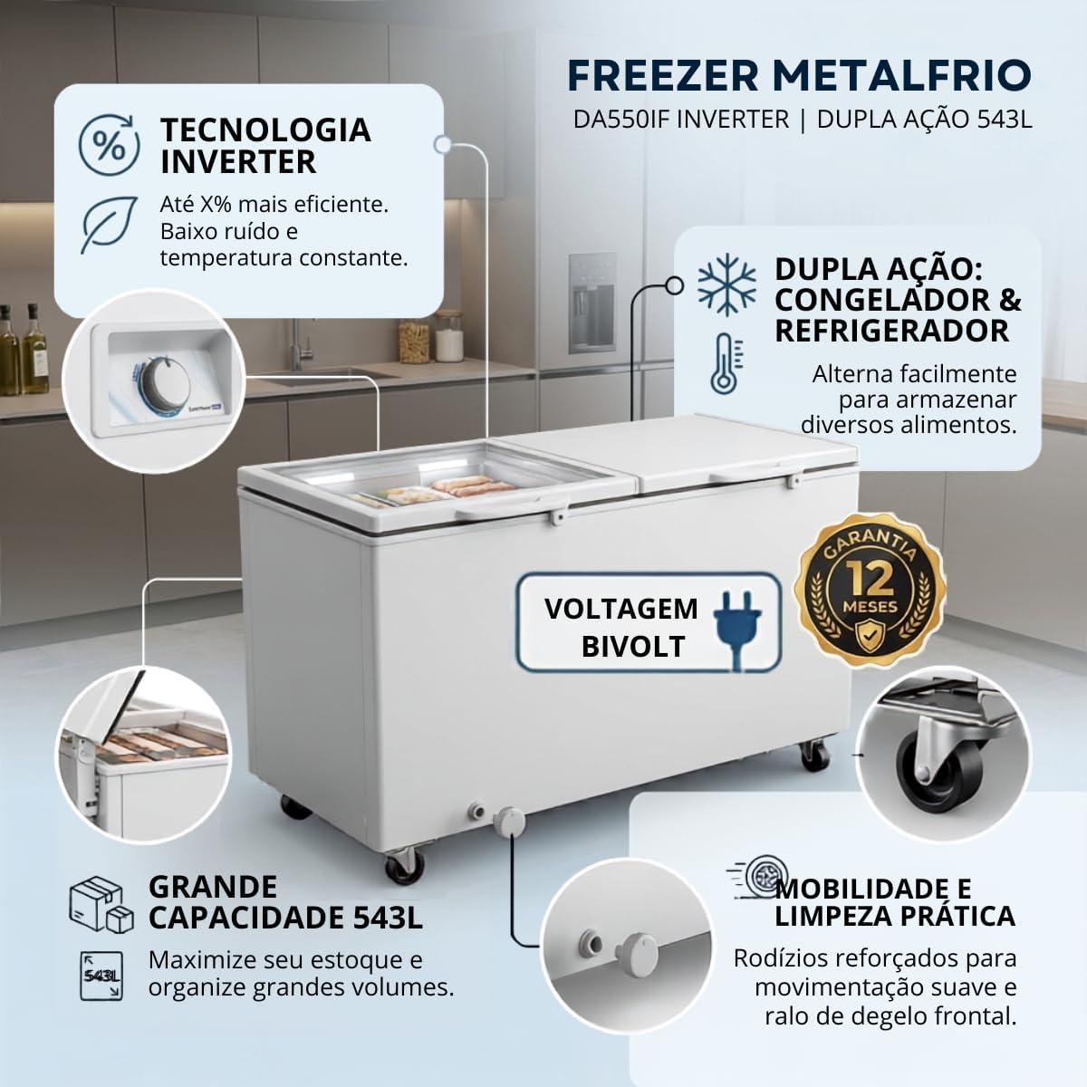 Ajuda a entender o tamanho real e o espaço físico necessário para instalação.