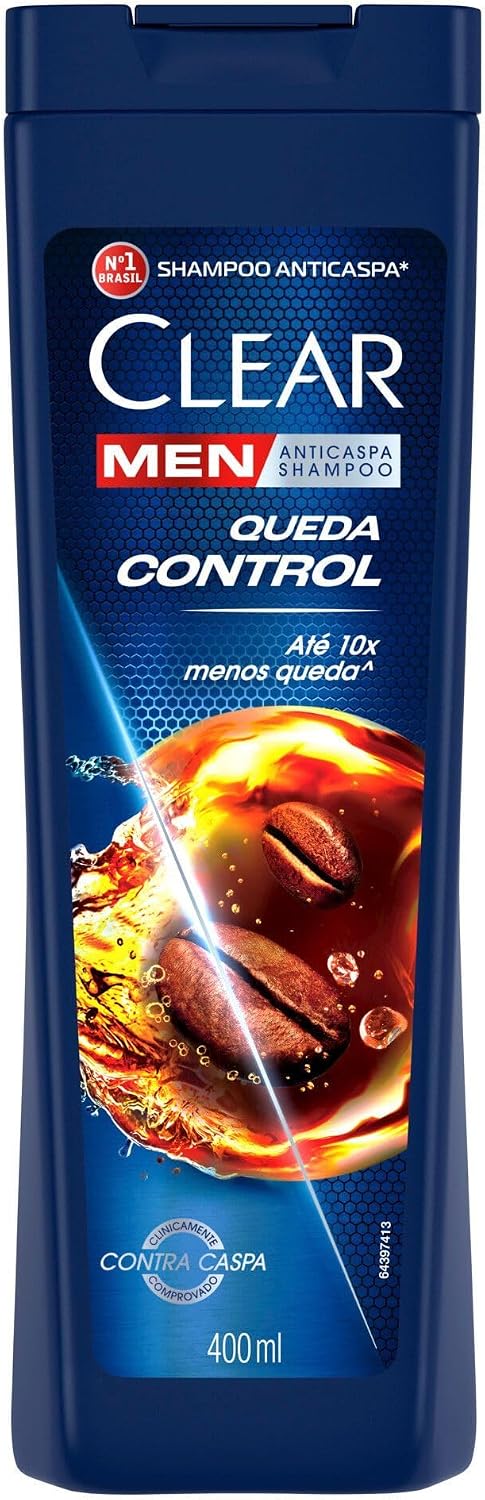 Mostra claramente a embalagem, o nome do produto e o posicionamento anticaspa/queda control.