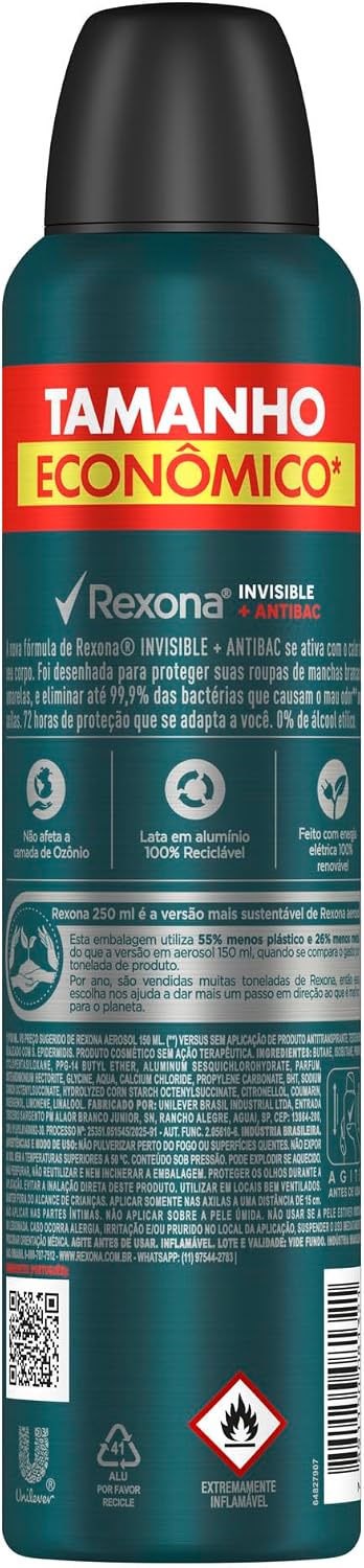 Destaca informações-chave como 72h, antibacteriano e invisible, úteis para avaliar promessas do produto.