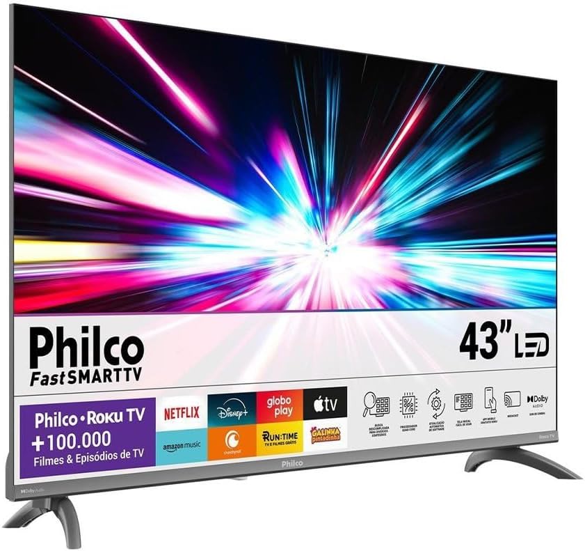 Reforça escala, decoração e aplicação real no ambiente, ajudando o leitor a imaginar a TV no espaço.