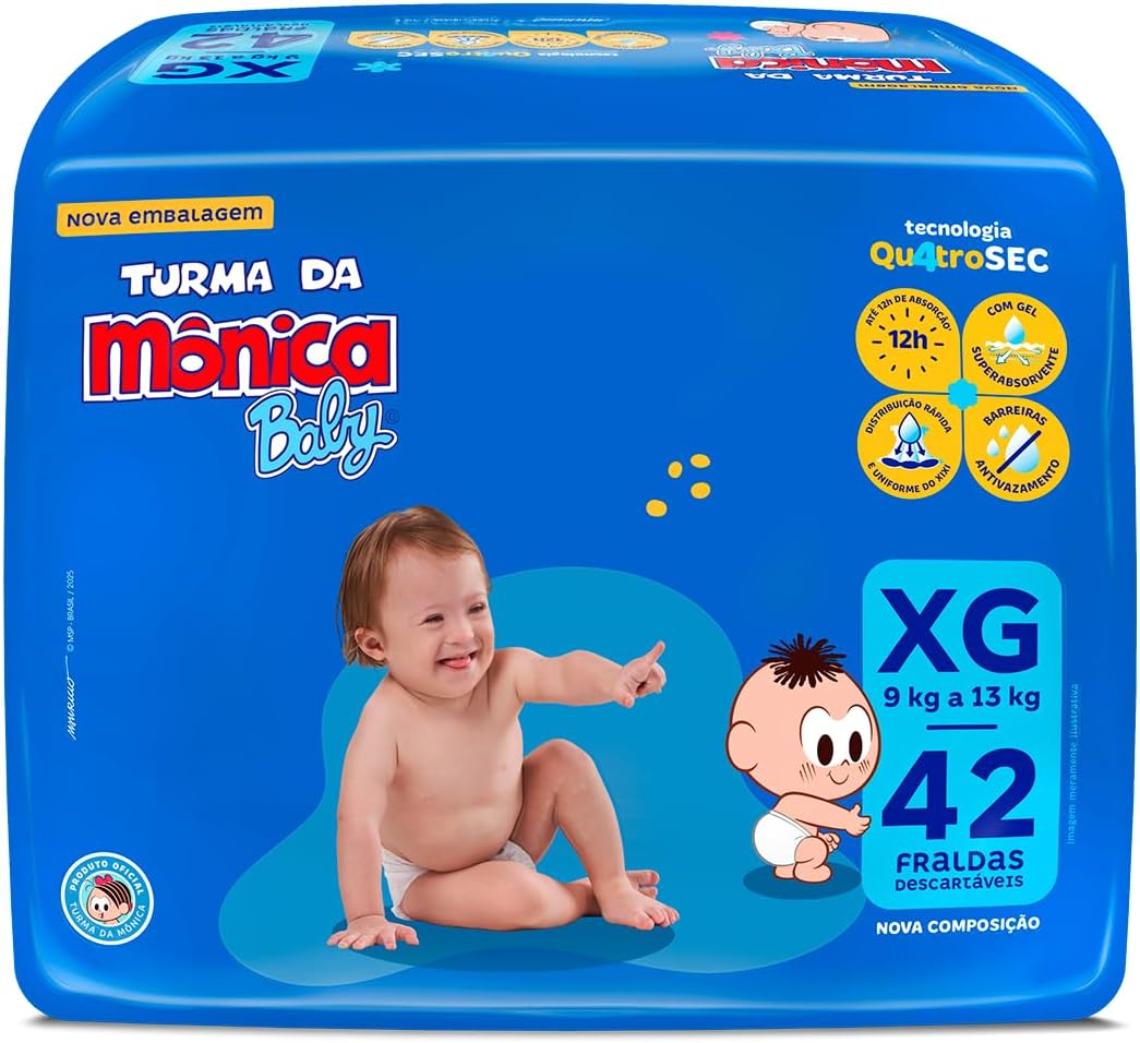 Fralda Turma da Mônica Baby Mega Xg 42 Unidades