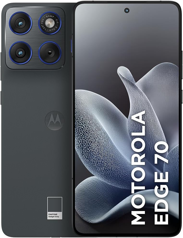 Smartphone Motorola Edge 70 5G - 256Gb 24Gb (8Gb Ram + 16Gb Ram Boost), Ultrafino, 3 Câmeras 50Mp, Tela 1.5K Extreme Amoled 120Hz - Gadget Gray