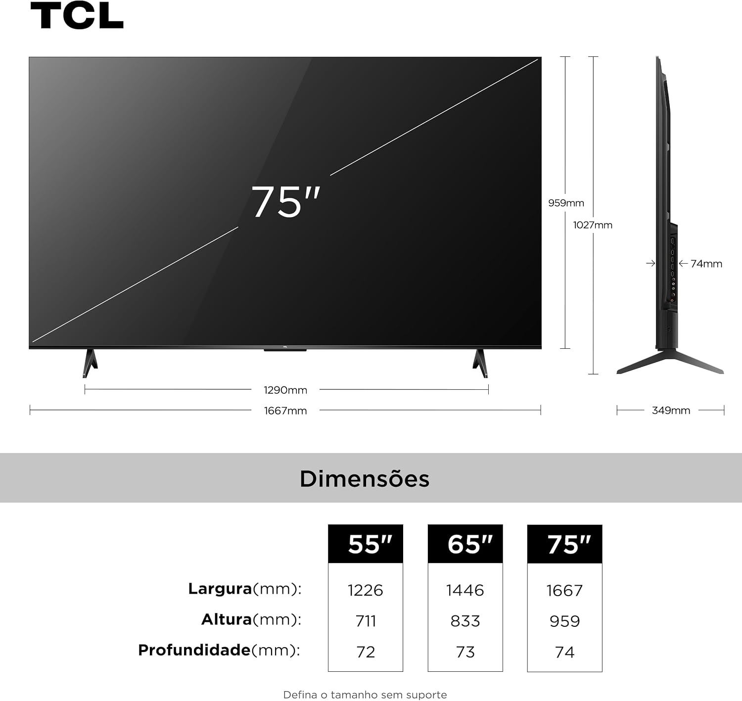 Escala da tela no ambiente e experiência de visualização na sala.
