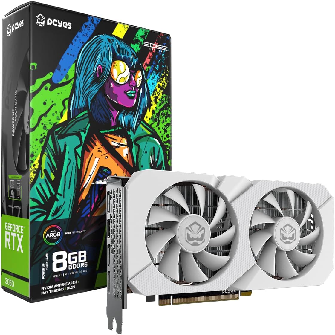 Pcyes Gpu Nvidia Geforce Rtx 3050 8Gb Gddr6 128Bit Branco Projeto Edge - Pvrtx30508Wtpe