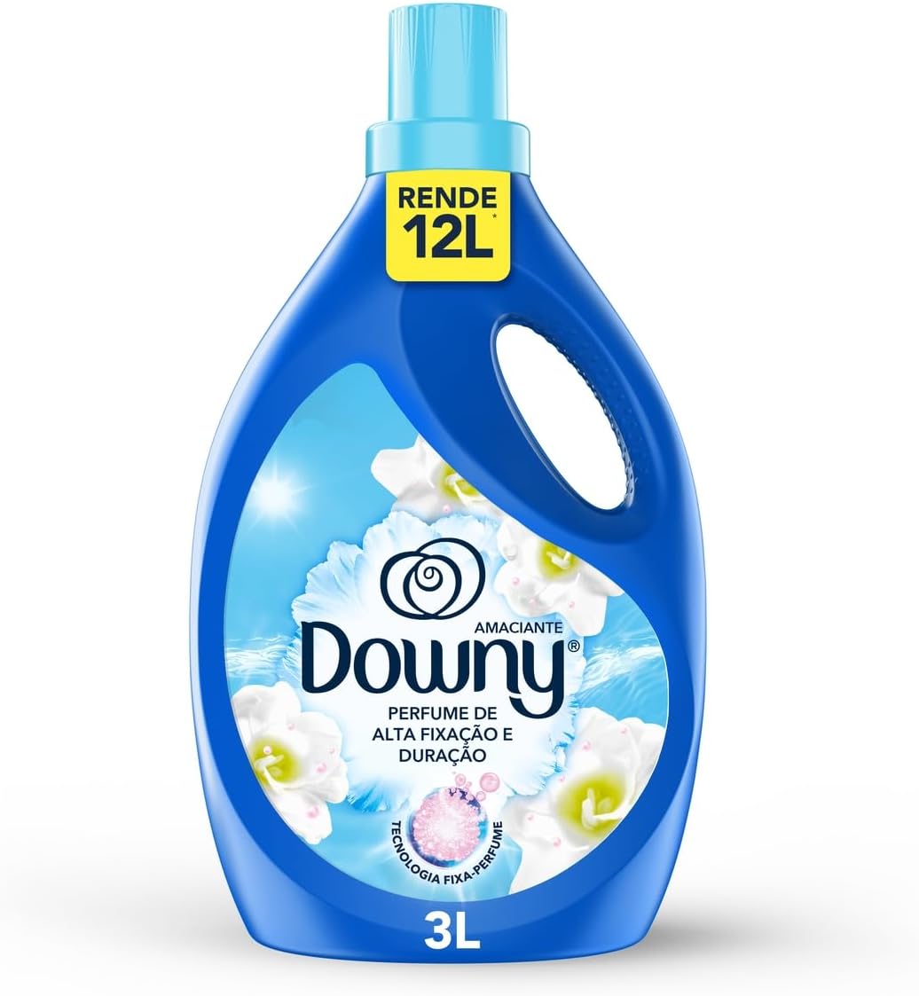Downy Amaciante de Roupas Concentrado Líquido Brisa Suave 3L – Rende 12L, Perfume Suave com Notas de Jasmim e Algodão