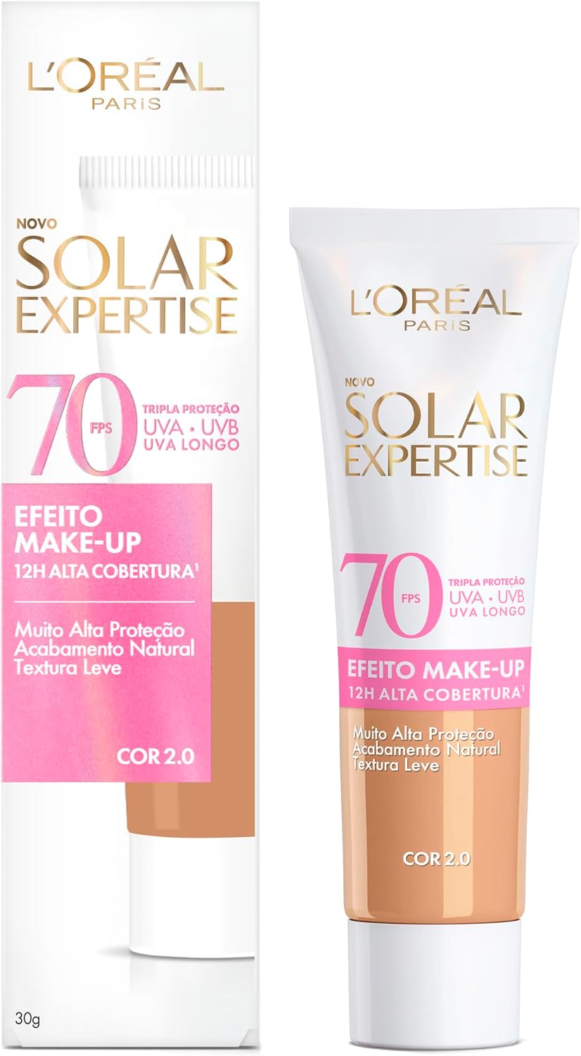 Protetor Solar Facial com Cor Fps 70 Alta Cobertura - L'oréal Paris Solar Expertise Efeito Make Up - Cor 2.0 30G