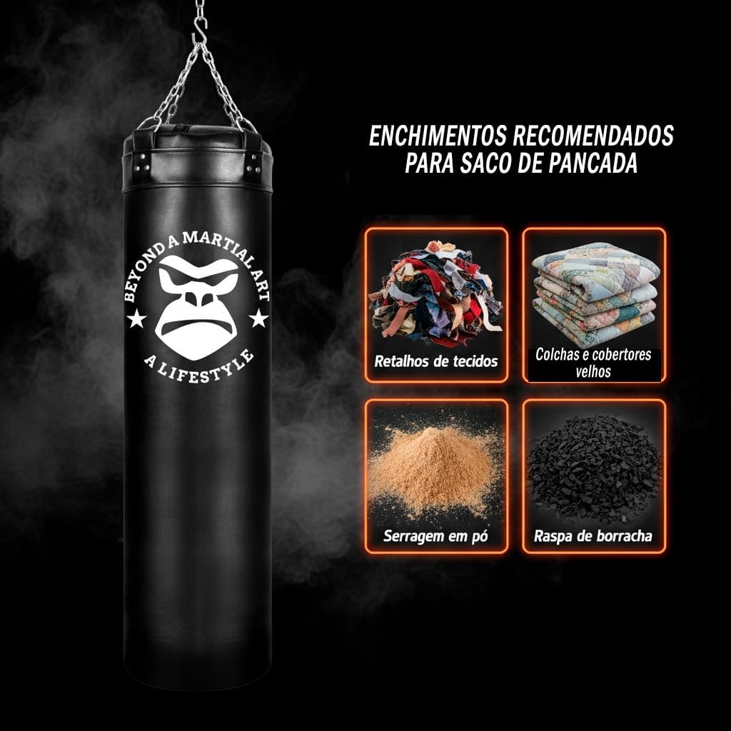Mostra o produto na prática, conectando o saco ao treino de boxe e Muay Thai.