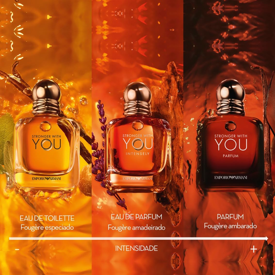 Conecta o perfume a uma proposta de uso no dia a dia, reforçando elegância e apelo sedutor.