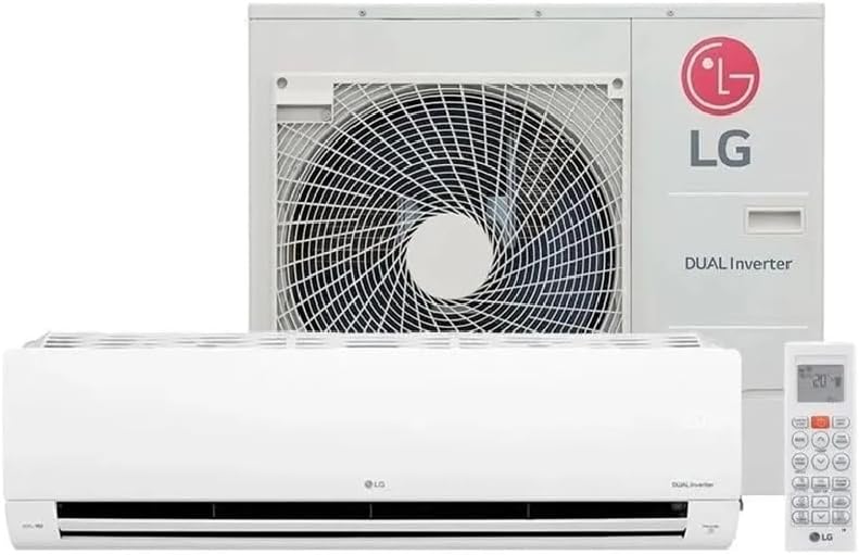 Apresenta o produto como um todo e reforça a identidade visual da linha LG Dual Inverter Voice.