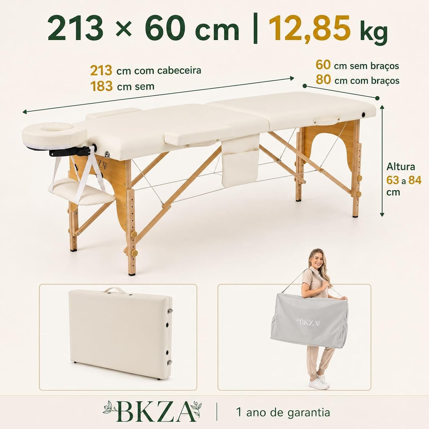 Ajuda a destacar estabilidade visual, construção e formato dobrável da mesa.