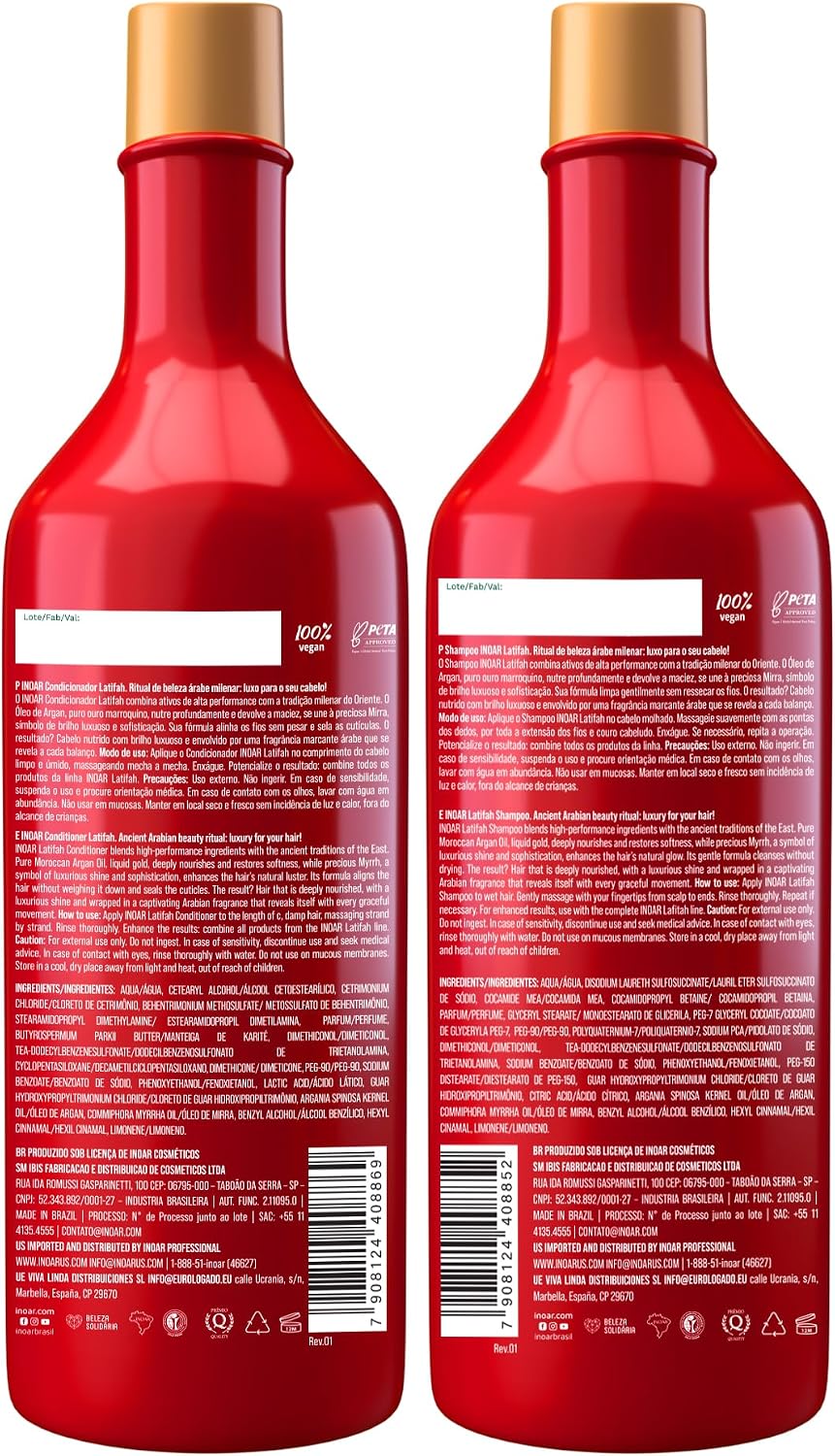 Ajuda a evidenciar a embalagem, a dupla shampoo + condicionador e o posicionamento visual do Latifah como kit de uso diário.