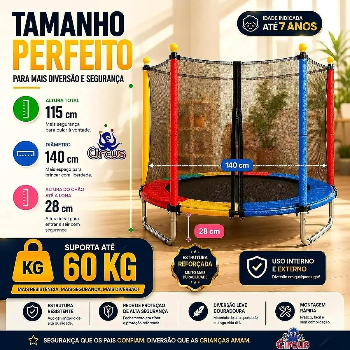 Ajuda a destacar o volume real do produto e a percepção de estabilidade lateral.