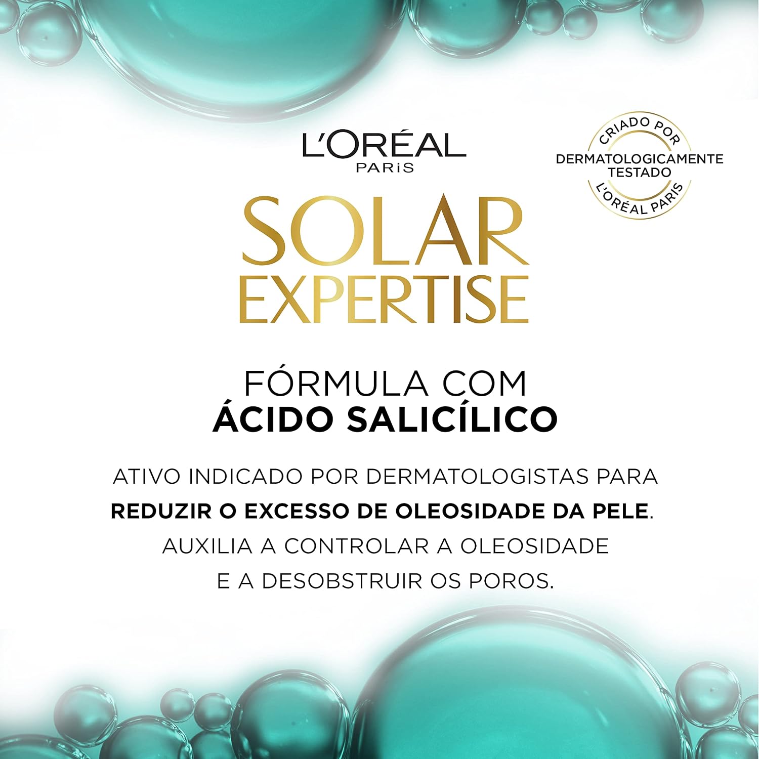 Evidencia os principais argumentos de venda: proteção solar alta, acabamento matte e uso para pele oleosa.