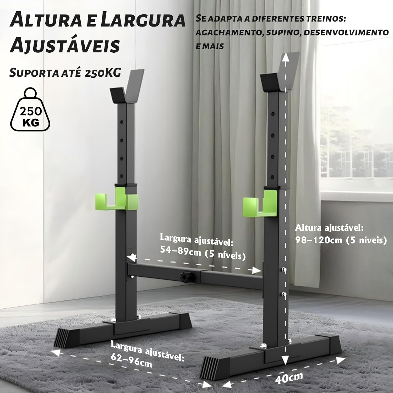Ajuda a visualizar a construção, a largura da base e a sensação de estabilidade.