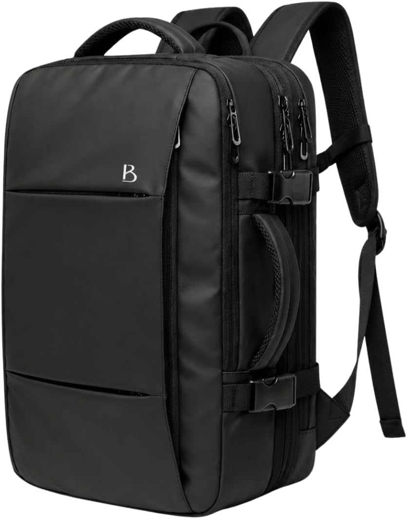 Bange Mochila Executiva Masculina Reforçada de 40L Expansível Antifurto Impermeável para Notebooks de Até 17.3 Polegadas (Preto)
