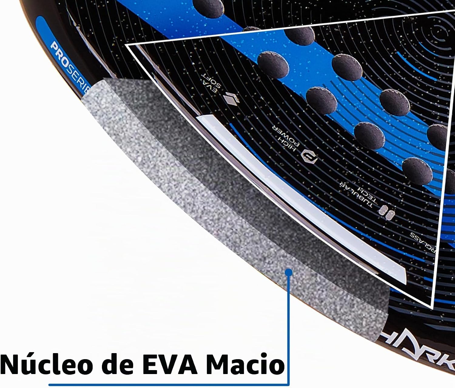 Mostra a raquete como item esportivo pronto para quadra, ajudando a conectar design e uso real.