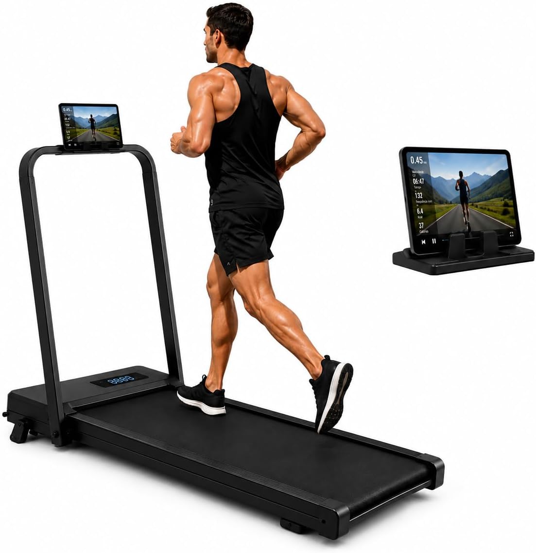 Esteira Ergométrica Elétrica Silenciosa Academia 7Km/H Suporte para Tablet e Telefone Profissional (220 Volts)