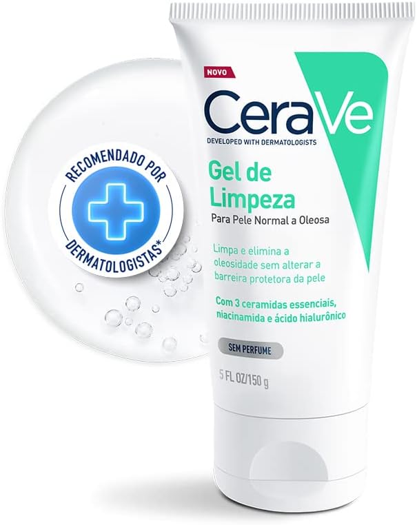 Cerave, Gel de Limpeza Facial para Pele Oleosa, com Ácido Hialurônico e Niacinamida