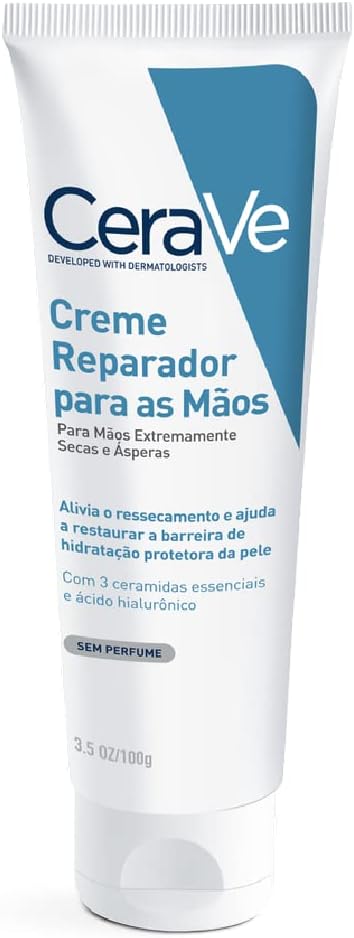 Mostra a embalagem, a marca e a proposta central do creme para mãos secas, sendo útil para reconhecimento imediato do produto.