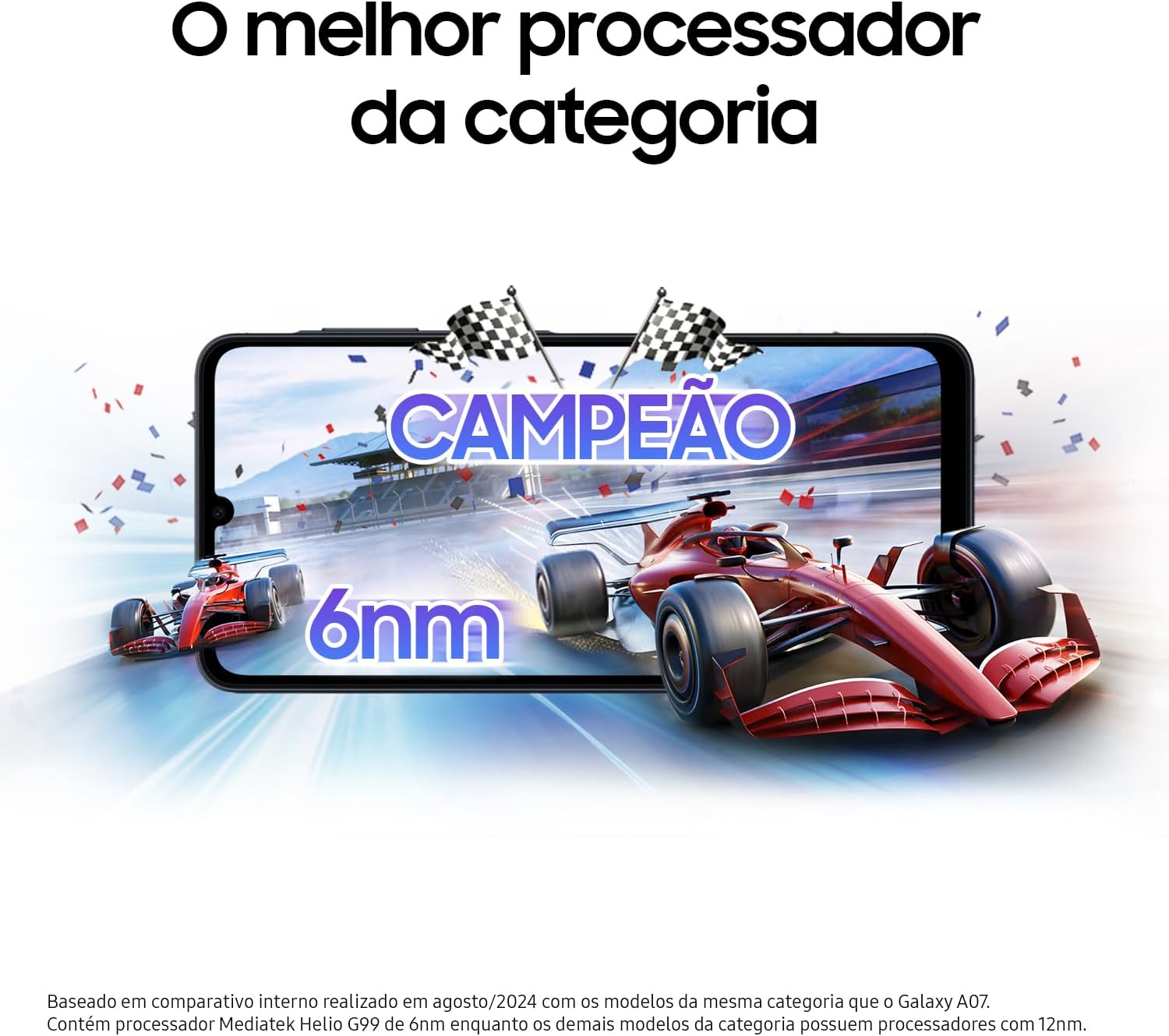 Evidencia o conjunto fotográfico e o visual traseiro do aparelho.