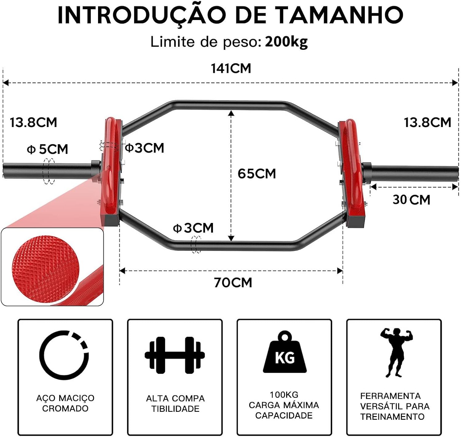 Ajuda a destacar dimensões, proporção e espaço interno para posicionamento do corpo durante os exercícios.