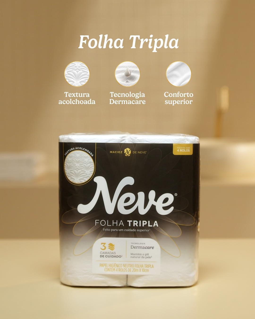 Ajuda a reforçar o formato comercial da oferta e a percepção de embalagem grande com 32 rolos.