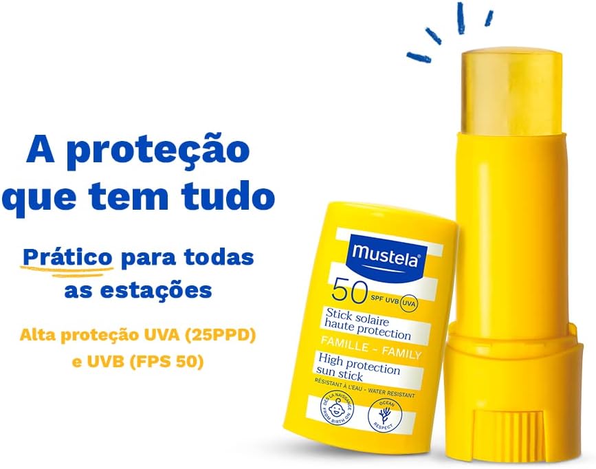 Textura/forma de aplicação em bastão e tamanho para uso diário ou viagem.