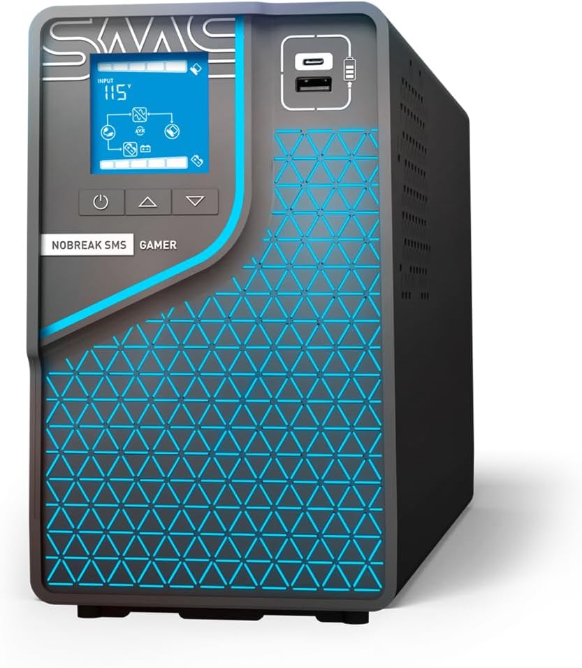 Apresenta o design geral, o formato torre e a proposta gamer do produto.