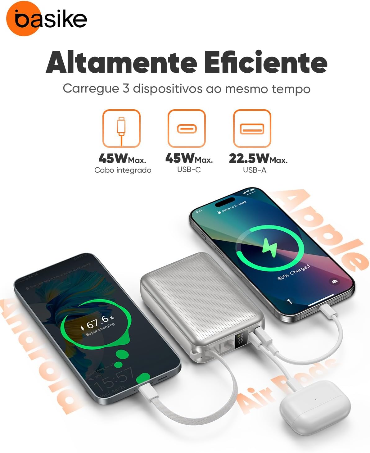 Evidencia recursos práticos como conexões, carregamento bidirecional ou interface de informação.