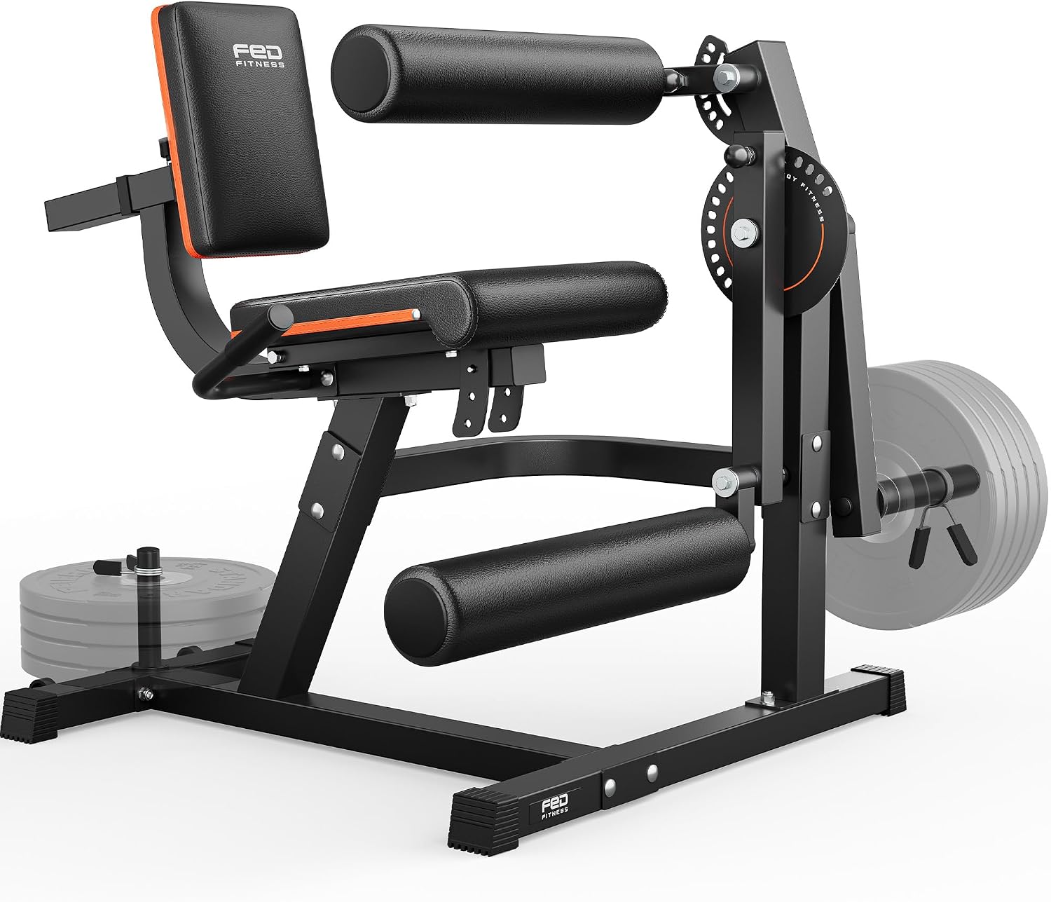 Apresenta o produto como um equipamento robusto e compacto para treino da parte inferior do corpo.