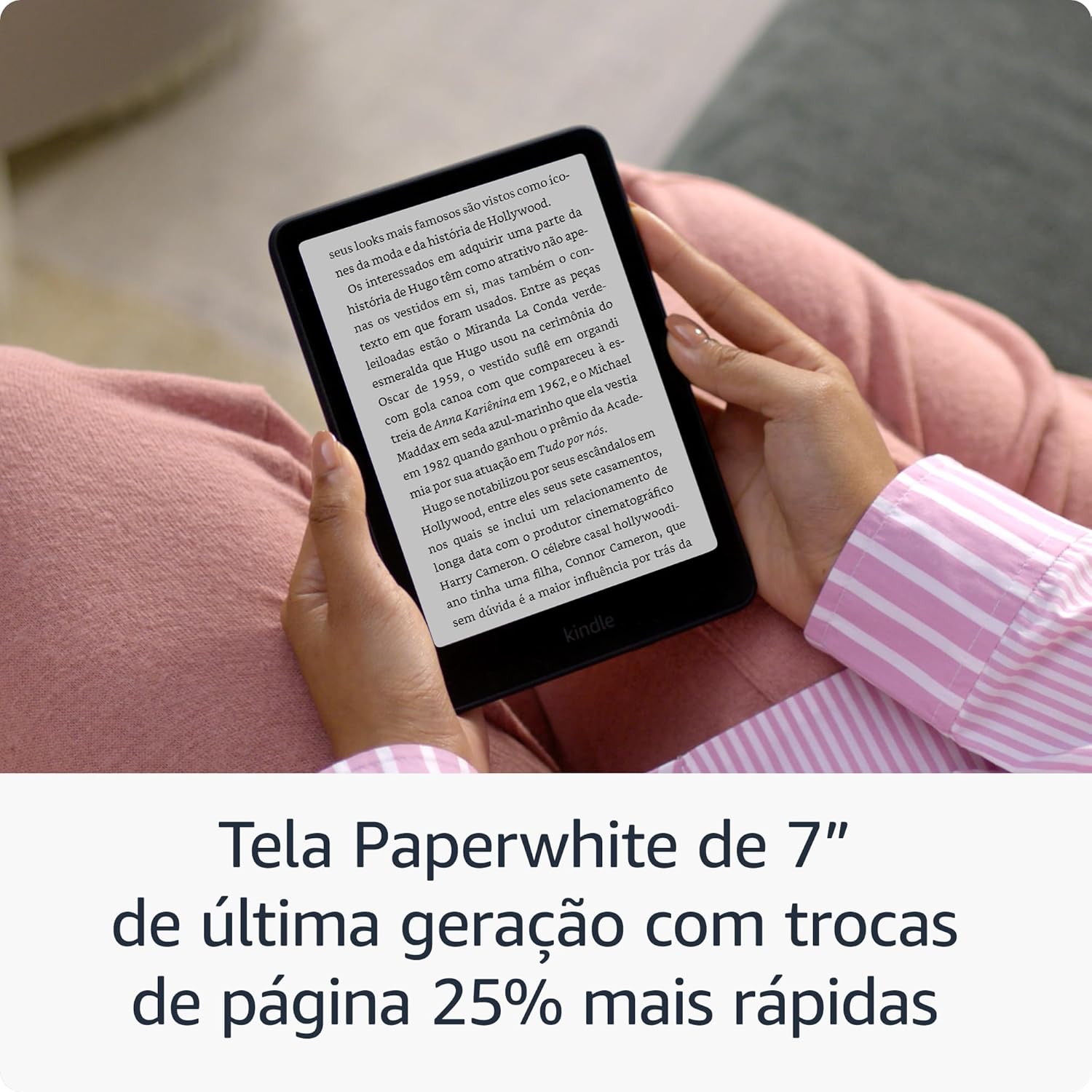 Mostra praticidade e como o leitor se encaixa em rotinas de leitura fora da ficha técnica.