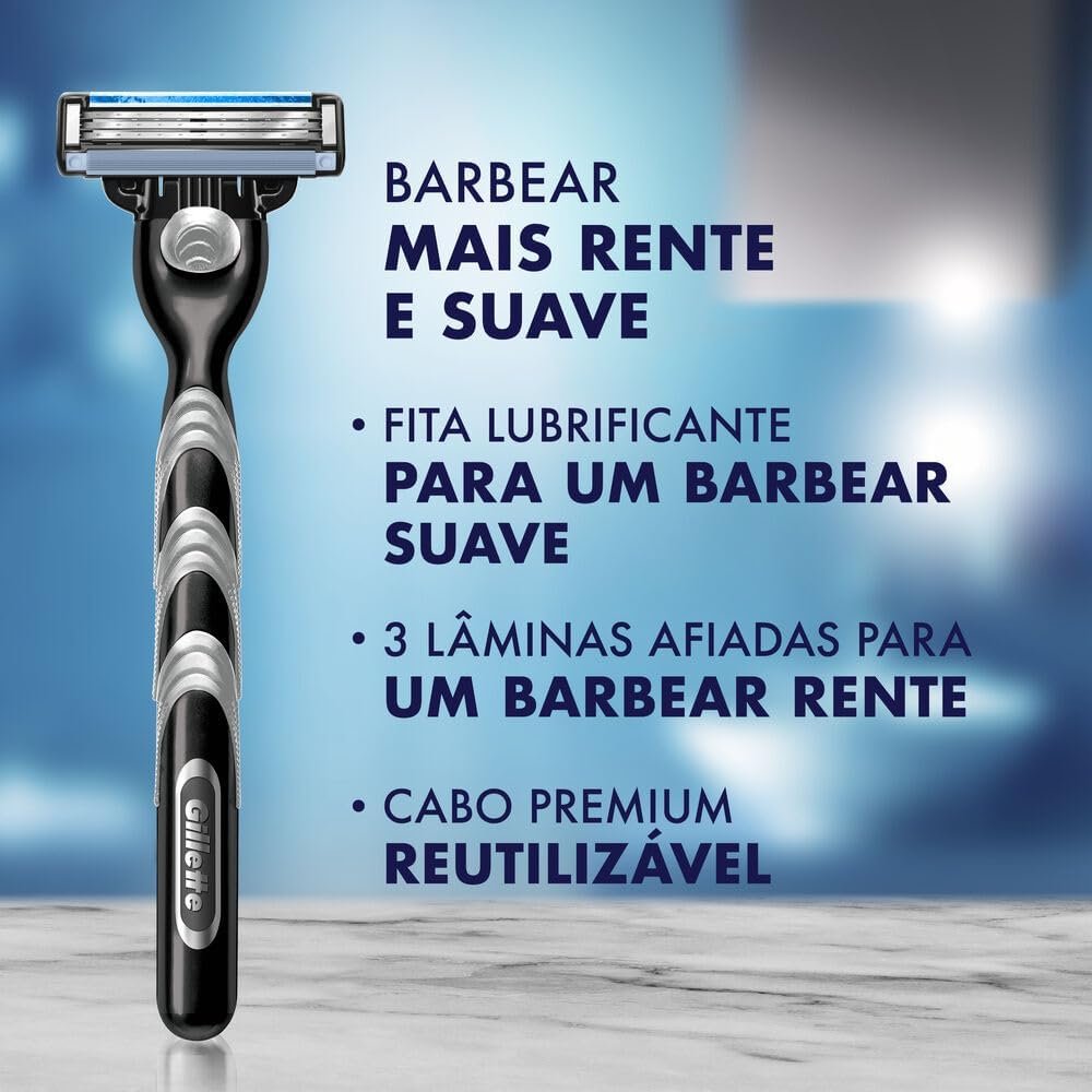 Ajuda a evidenciar o sistema de 3 lâminas e o formato do cartucho.