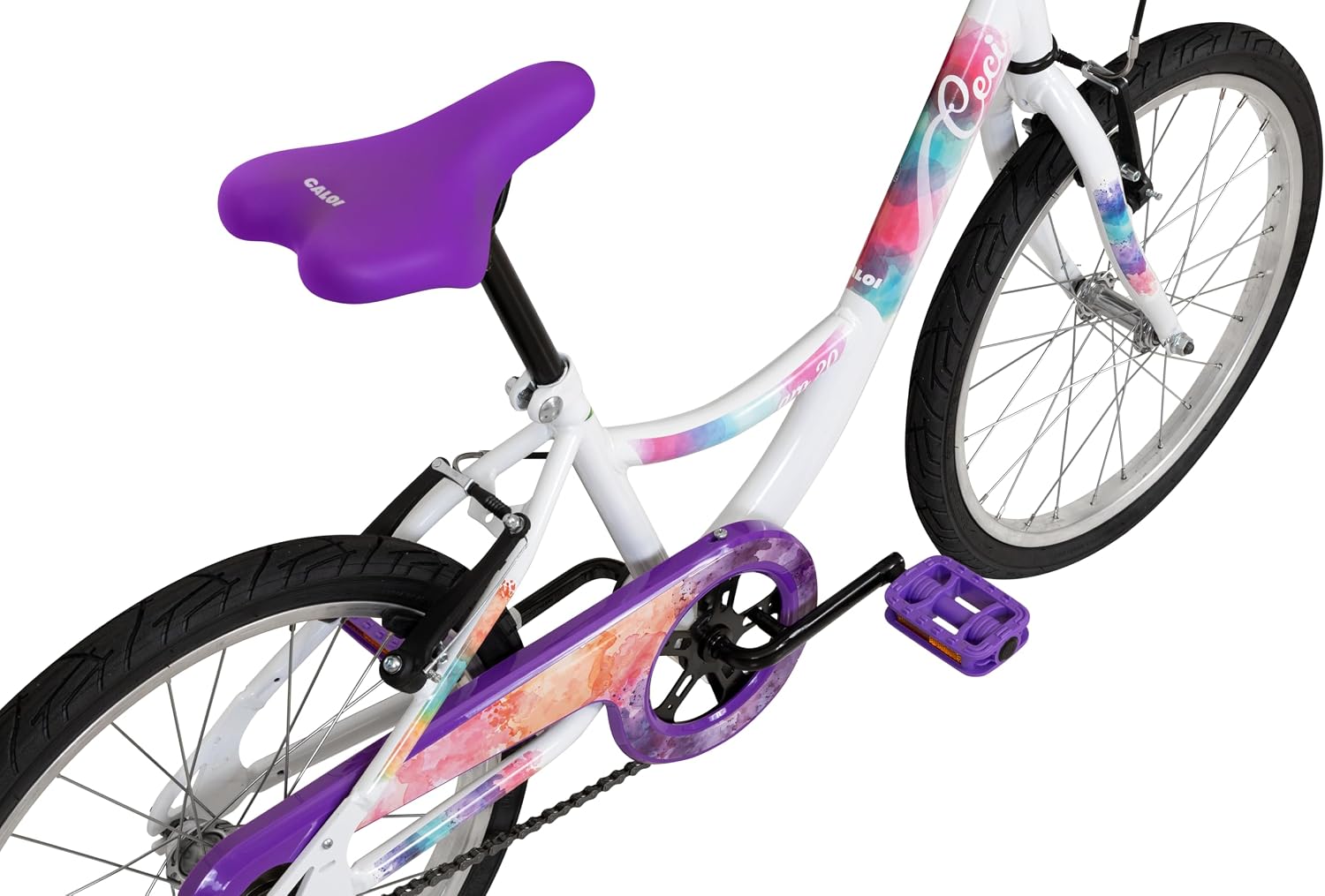 Valoriza os itens de uso prático e o acabamento visual da bicicleta.