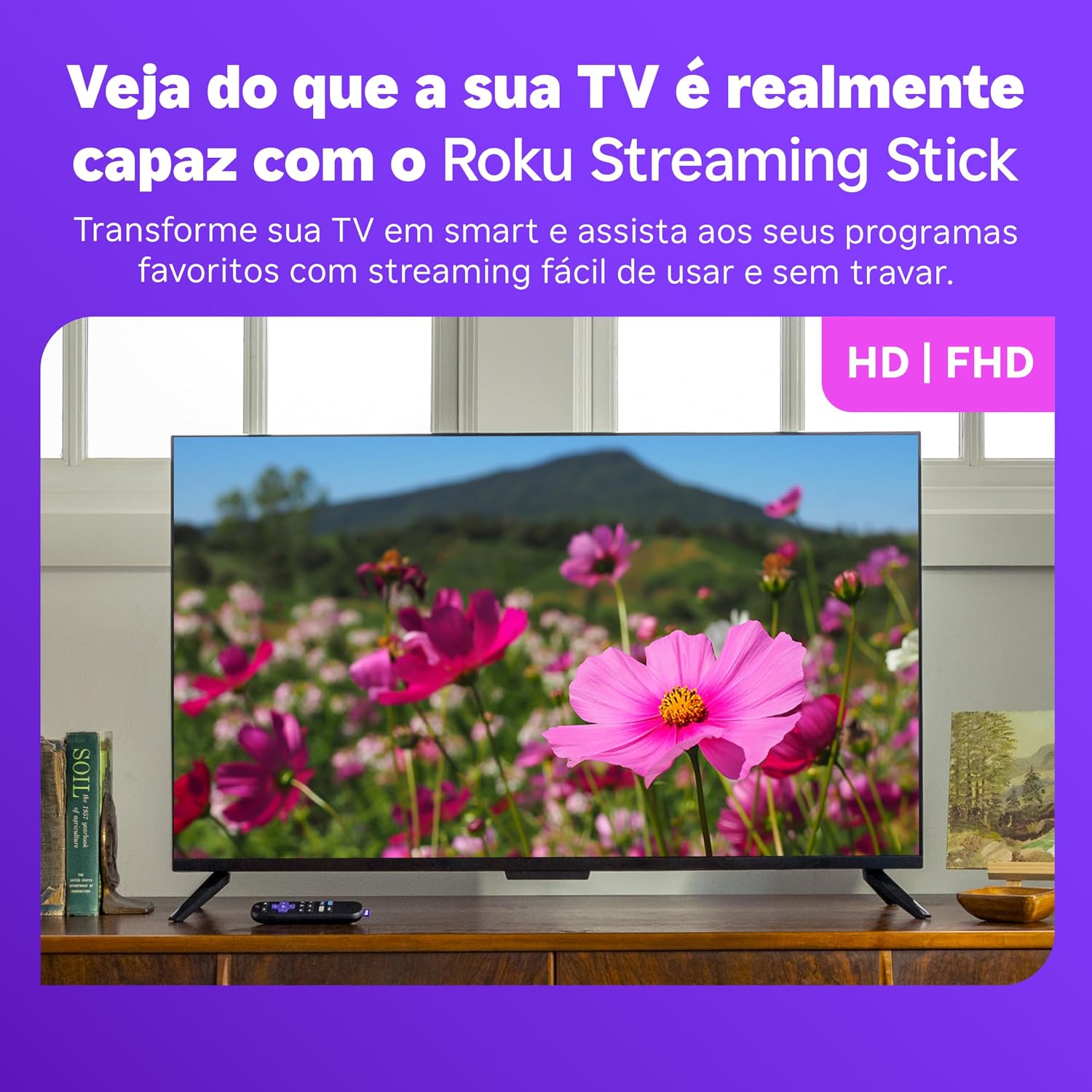Mostra o controle unificado da TV e do streaming, um ponto forte para usabilidade.