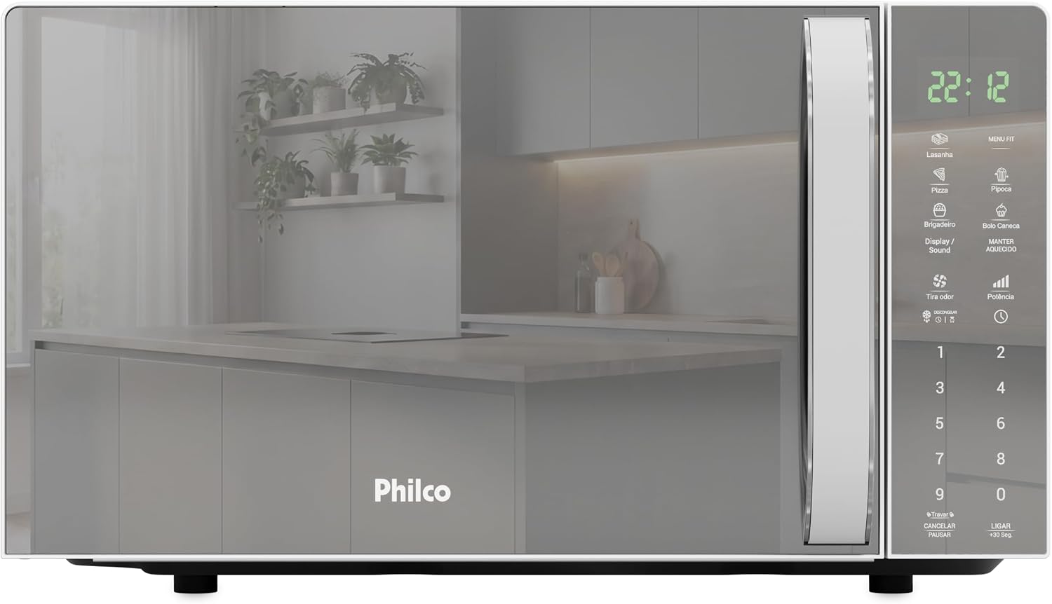 Micro-Ondas Philco 20L Espelhado Pintura Limpa Fácil Pmo24E 127V