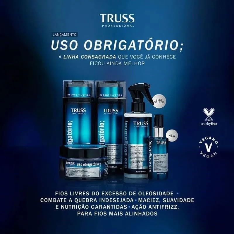 Serve para destacar acabamento visual, consistência percebida do produto e reforçar a proposta de tratamento capilar reconstrutor.