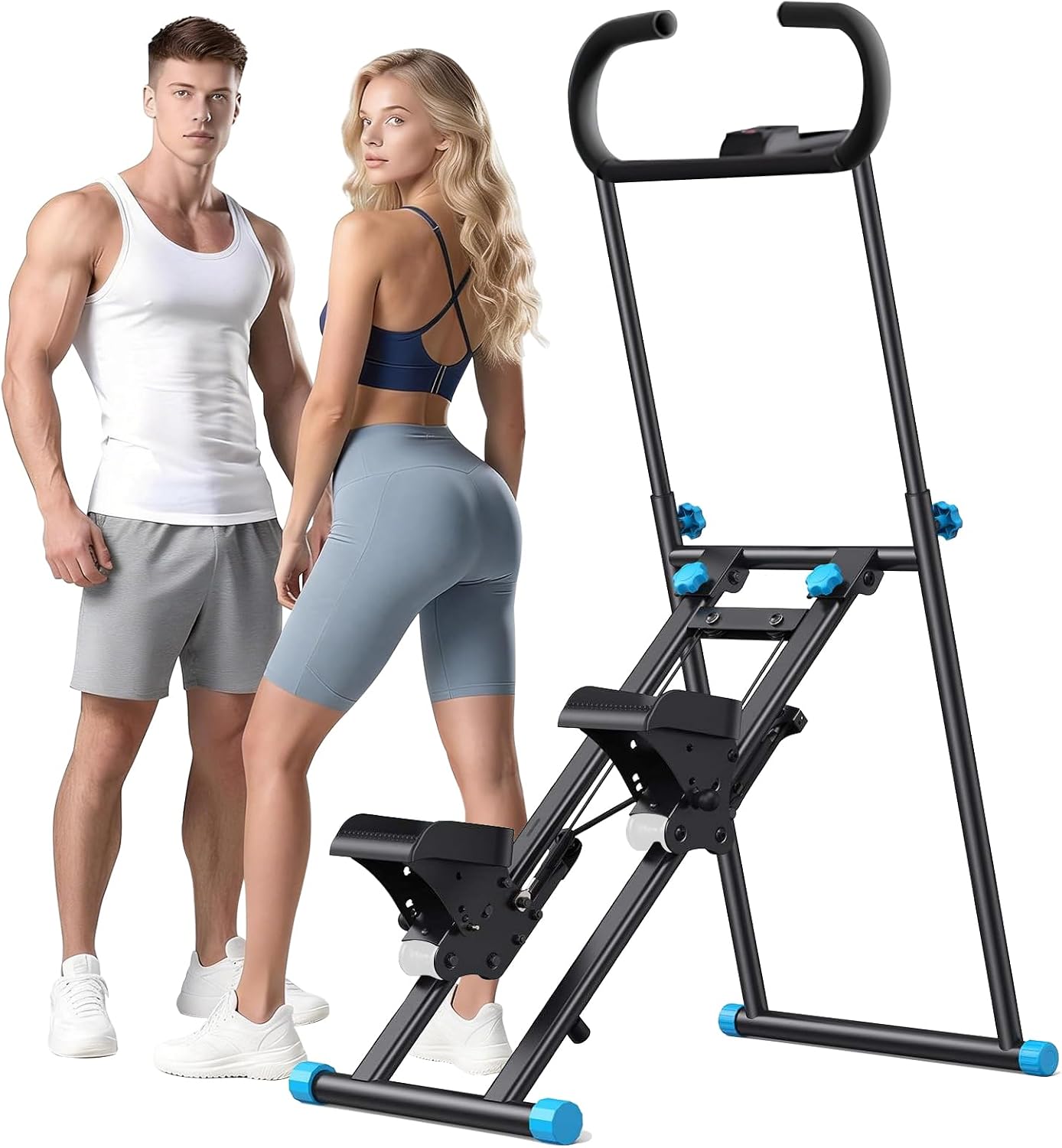 Escalador Vertical Dobrável com Monitor Digital, Suporta Até 100 Kg, Uso Doméstico