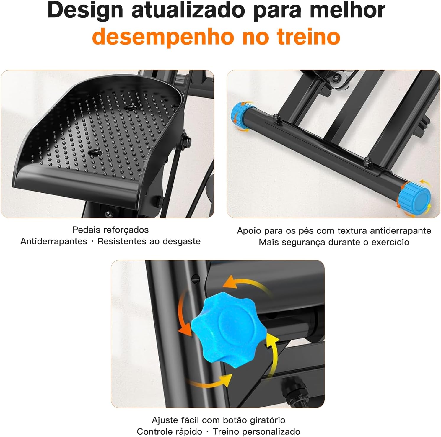 Destaca o grande benefício de economia de espaço, importante para quem treina em apartamento ou casa pequena.