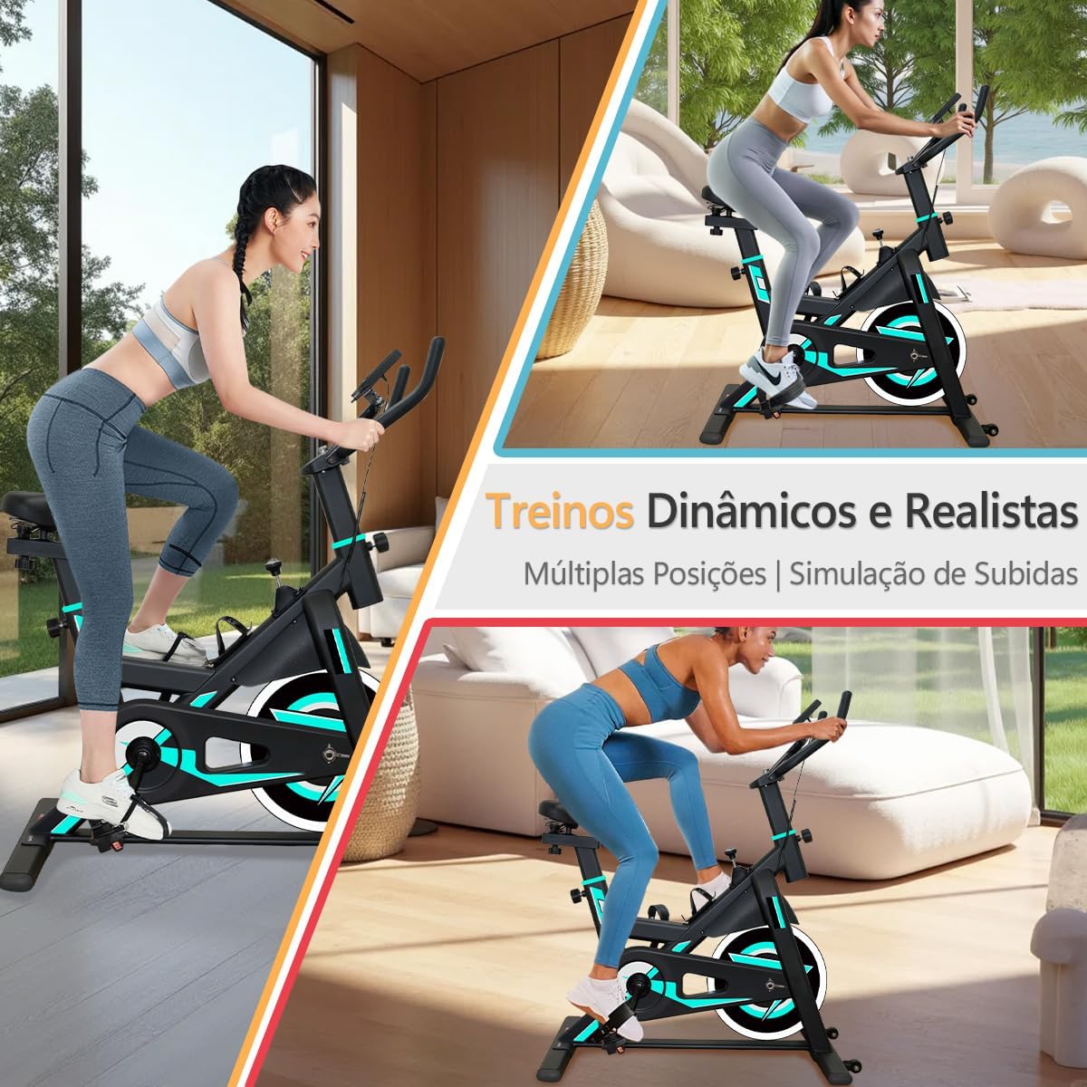 Mostra como o produto se encaixa no treino indoor e transmite a sensação de uso real.