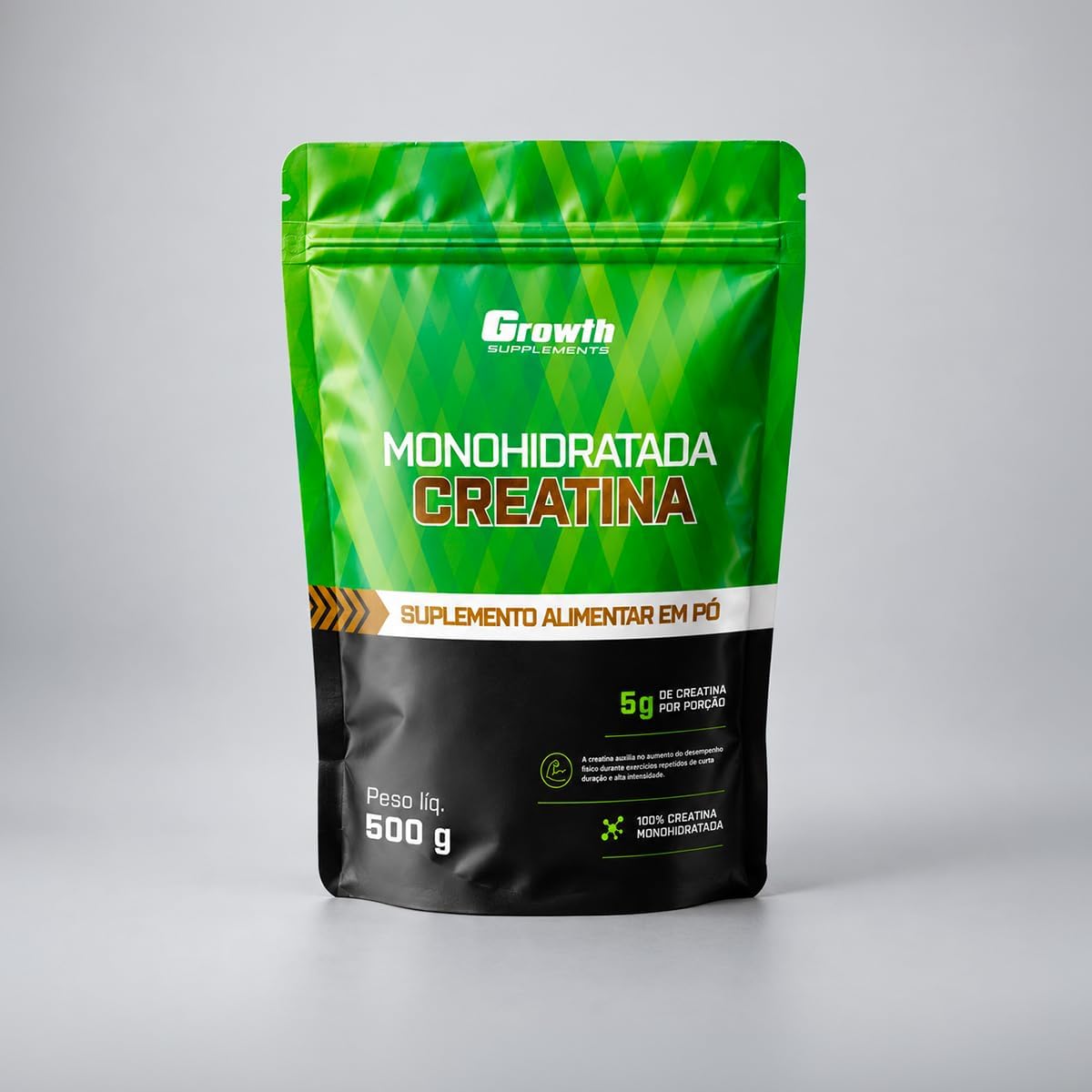 Ajuda a evidenciar que se trata de creatina monohidratada e reforça dados da embalagem.