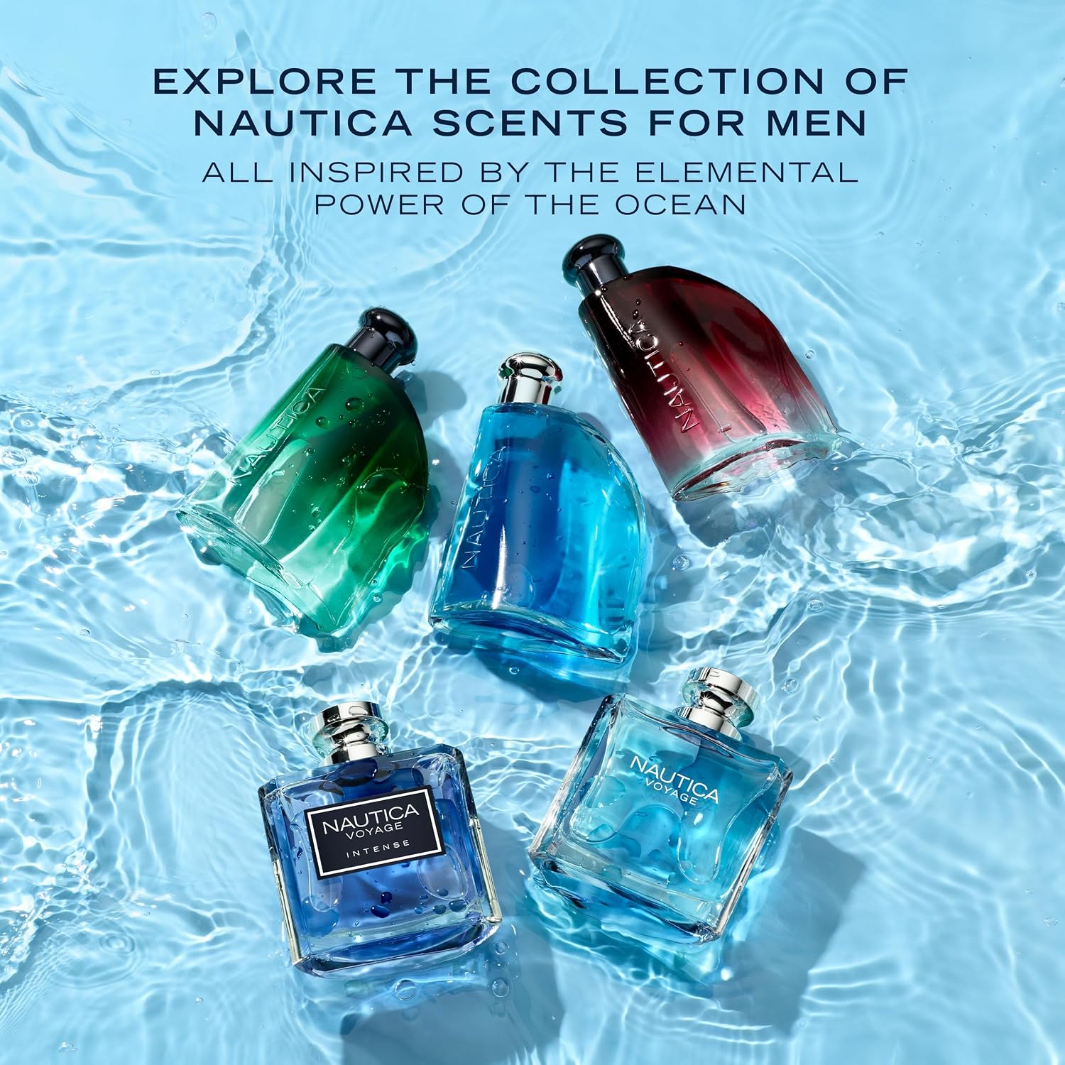 Destaca posicionamento do perfume como opção casual, fresca e ligada a estilo de vida ativo.