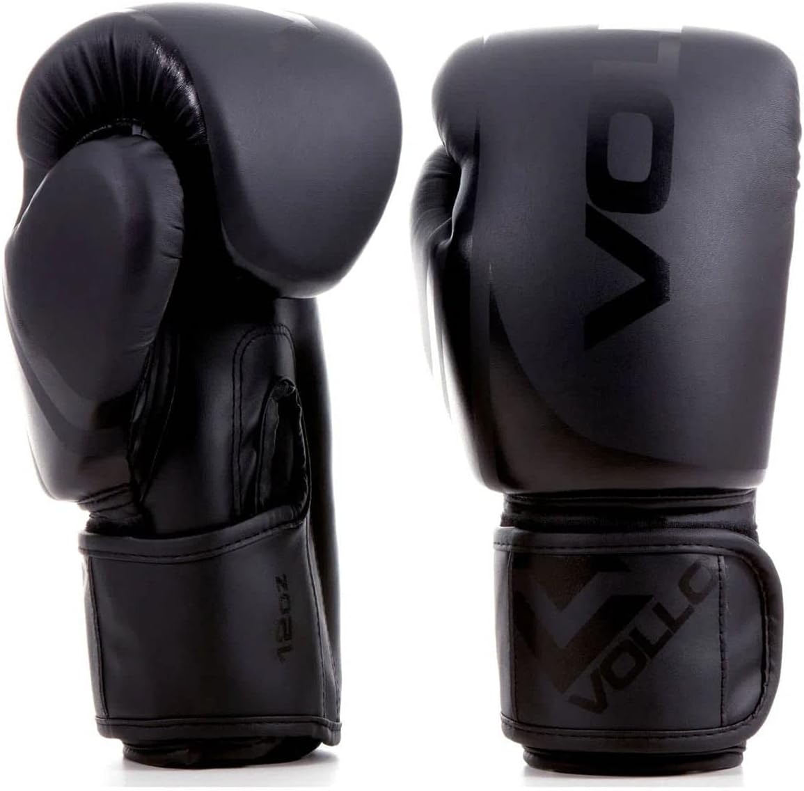 Destaca a aparência, a cor preta, o formato da luva e a proposta de uso para boxe, muay thai e kickboxing.