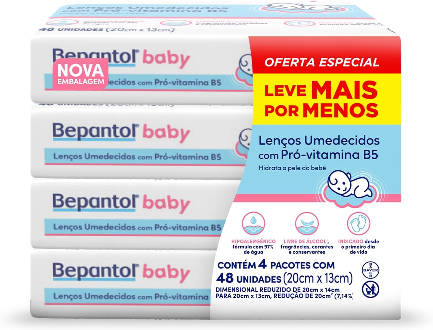 Bepantol Baby Lenço Umedecido Hipoalergênico, 192 Unidades