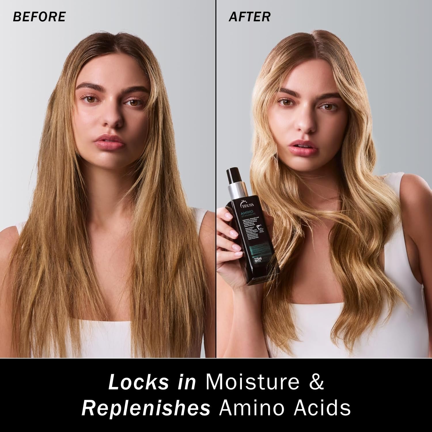 Destaca a identificação da linha Amino Miracle e a credibilidade da marca TRUSS.