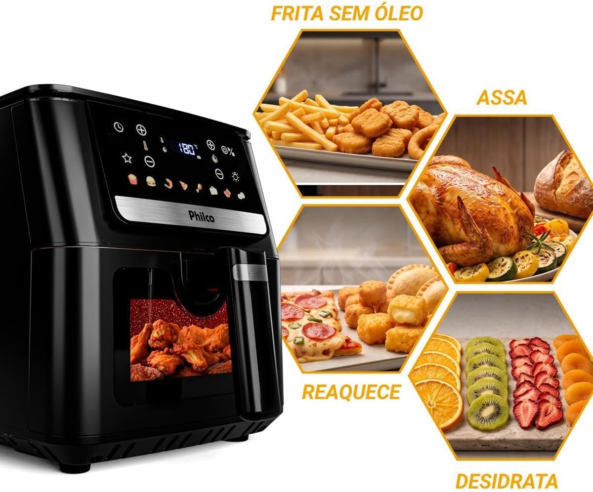 Mostra como a air fryer se encaixa no dia a dia, reforçando praticidade e utilidade no uso real.