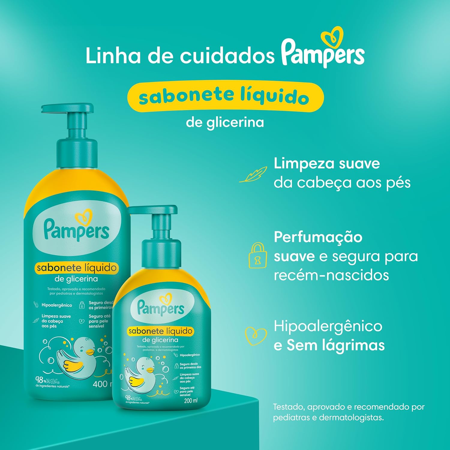Benefícios funcionais e promessa de uso suave para pele sensível de bebê.