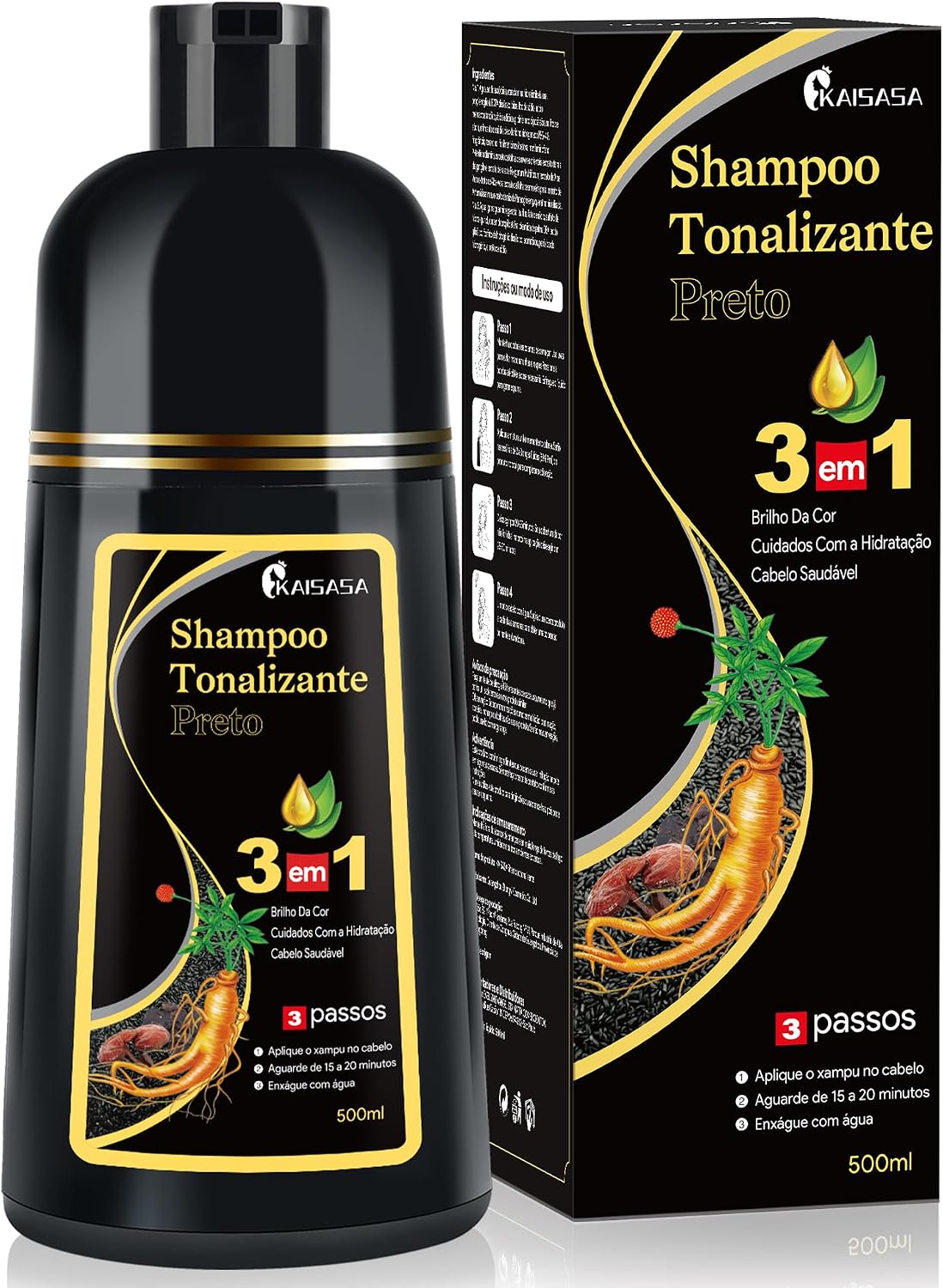 Mostra a identidade visual do produto, a cor da variação e o formato da embalagem de 500 ml.